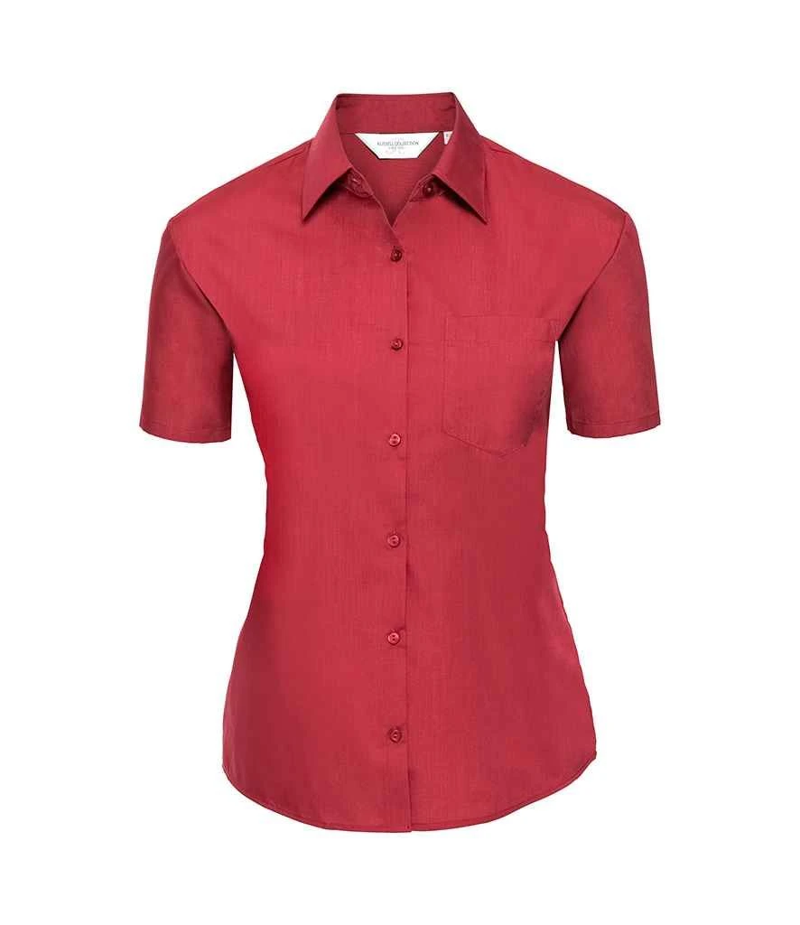 Russell Collection Ladies' Short Sleeve Classic Polycotton Poplin Shirt 11 Russell Collection Ladies' Short Sleeve Classic Polycotton Poplin Shirt - Image 9