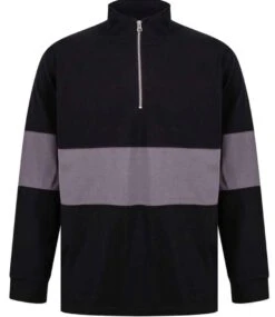Front Row Panelled 14 Zip Neck Top