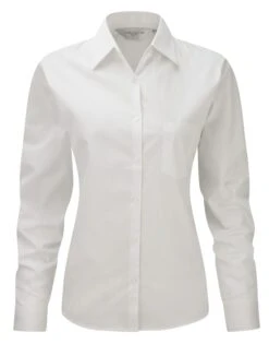 Russell Collection Ladies' Long Sleeve Classic Pure Cotton Poplin Shirt -XAMAX a6c2a423c5a60e254dabe4f26b7606aed4fdab95161fed5dac4df3bf55e209c1