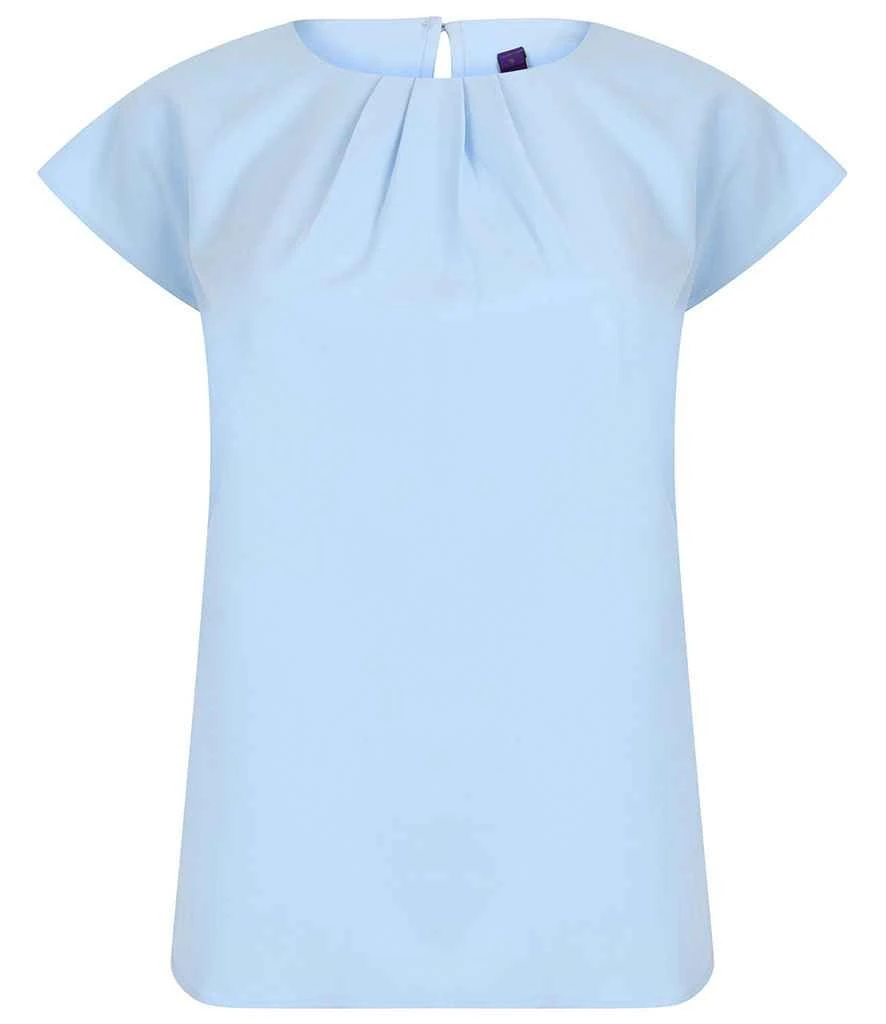 Henbury Ladies Pleat Front Short Sleeve Blouse 3 Henbury Ladies Pleat Front Short Sleeve Blouse