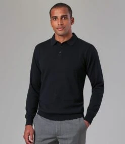 Brook Taverner Casper Knitted Long Sleeve Polo Shirt
