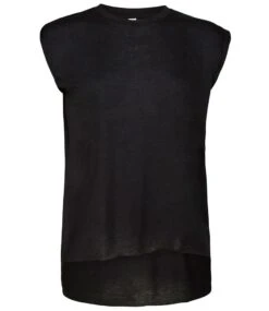 Bella+Canvas Bella Ladies Flowy Rolled Cuff Muscle T Shirt -XAMAX bl8804 blk front 2