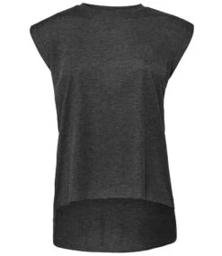 Bella+Canvas Bella Ladies Flowy Rolled Cuff Muscle T Shirt -XAMAX bl8804 dgy front
