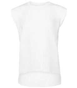 Bella+Canvas Womens Flowy Muscle Tee With Rolled Cuff -XAMAX bl8804 whi front 5