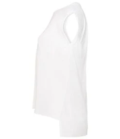 Bella+Canvas Bella Ladies Flowy Rolled Cuff Muscle T Shirt -XAMAX bl8804 whi left