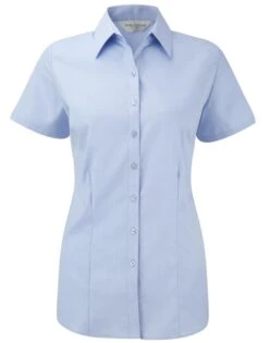 Russell Collection Ladies' Short Sleeve Tailored Herringbone Shirt