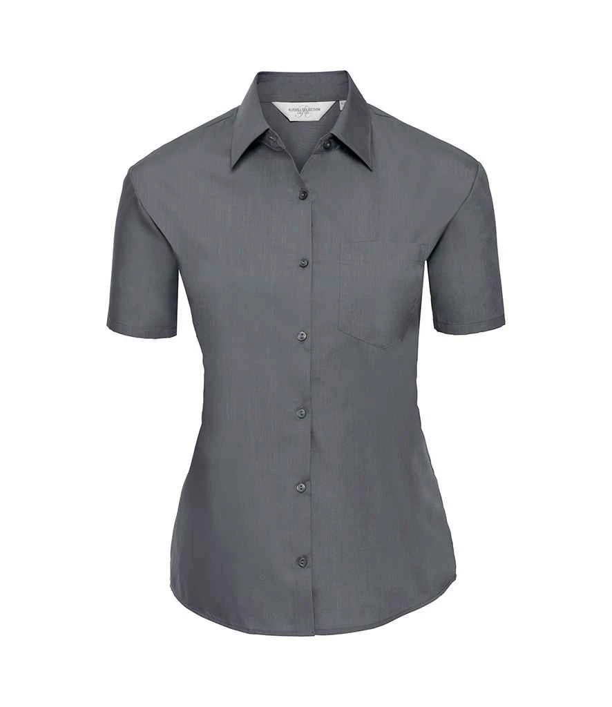 Russell Collection Ladies' Short Sleeve Classic Polycotton Poplin Shirt 12 Russell Collection Ladies' Short Sleeve Classic Polycotton Poplin Shirt - Image 10