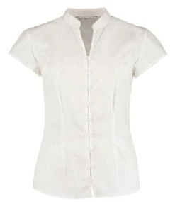 Kustom Kit Tailored Fit Cap Sleeve Mandarin Collar Blouse -XAMAX cc0c7c6fe99443b8950684f22eb7d2719c27c497ba6eb459390877dc478dbbb1