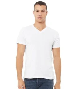 Bella+Canvas Unisex Jersey V Neck T Shirt 41 Bella+Canvas Unisex Jersey V Neck T Shirt -XAMAX cv3005 whi model 1 hero 1
