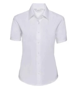 Russell Collection Ladies' Short Sleeve Tailored Oxford Shirt -XAMAX d60bb07ea9781811647674c4e6ec51ce5ece7091d2c0baf11862261f801f652e