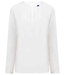 Henbury Ladies Pleat Front Long Sleeve Blouse 7 Henbury Ladies Pleat Front Long Sleeve Blouse -XAMAX dbe55bd93154d05f9d6766330fd60de65de8025d0d7766ed34a038804b433b7e