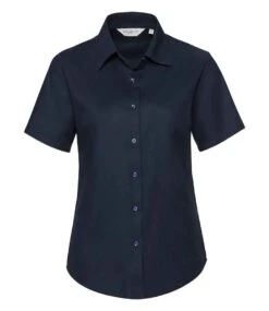 Russell Collection Ladies' Short Sleeve Tailored Oxford Shirt -XAMAX f06912c8f23ca1cfc19a06c277872f80414336779670c1e42ed60e65de2e0122
