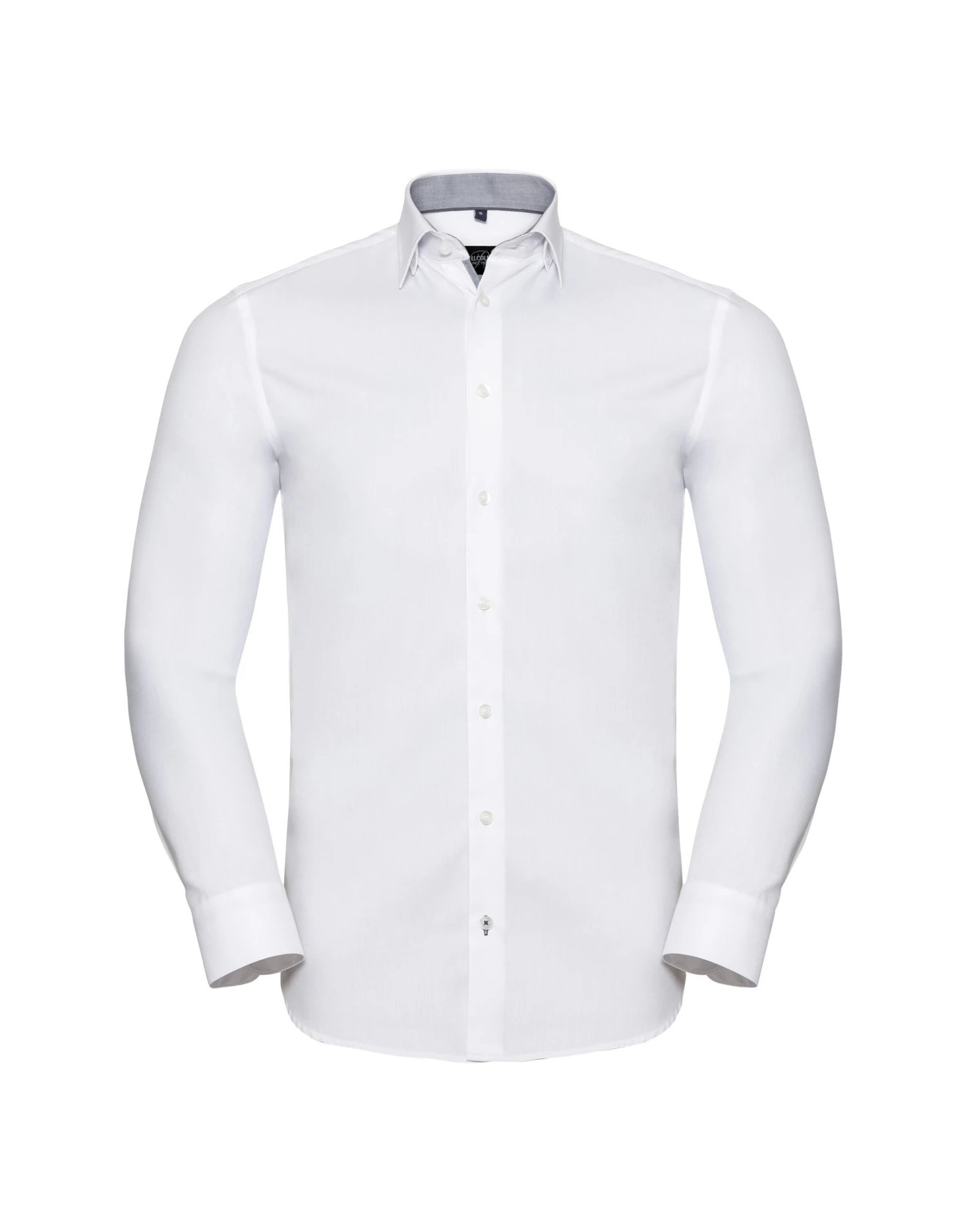 Russell Collection Mens Long Sleeve Tailored Contrast Herringbone Shirt 3 Russell Collection Mens Long Sleeve Tailored Contrast Herringbone Shirt