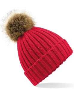 Beechfield Faux Fur Pom Pom Chunky Beanie -XAMAX f7eebf6cdd380e42919823eb5c7a5031c80c8533021a6ead58ac394ebbf56202
