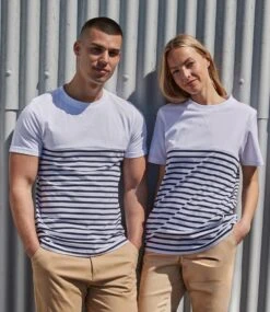 Front Row Unisex Breton Striped T Shirt 37 Front Row Unisex Breton Striped T Shirt -XAMAX fr135 wh nv model 1 hero 2