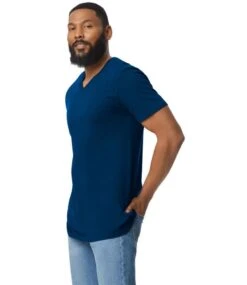 Gildan Softstyle® Adult V-Neck T Shirt -XAMAX gd10 nav model 3 1