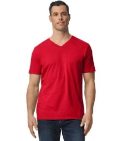 Gildan Softstyle® Adult V-Neck T Shirt -XAMAX gd10 red model 1 1