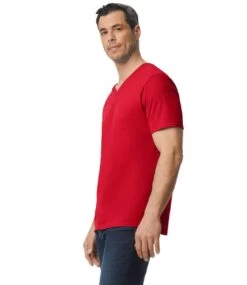 Gildan Softstyle® Adult V-Neck T Shirt -XAMAX gd10 red model 3 1