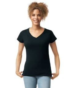 Gildan Softstyle® Ladies V-Neck T Shirt 26 Gildan Softstyle® Ladies V-Neck T Shirt -XAMAX gd78 blk model 1 hero