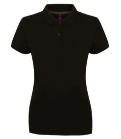 Henbury Ladies Modern Fit Cotton Piqué Polo Shirt 39 Henbury Ladies Modern Fit Cotton Piqué Polo Shirt -XAMAX h102 blk front 3