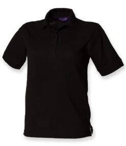 Henbury Ladies PolyCotton Piqué Polo Shirt 36 Henbury Ladies PolyCotton Piqué Polo Shirt -XAMAX h401 blk front 4