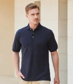 Henbury Ultimate PolyCotton Piqué Polo Shirt -XAMAX h410 nav model 1 hero 1 1