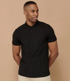 Henbury Slim Fit Stretch Microfine Piqué Polo Shirt -XAMAX h460 blk model 1