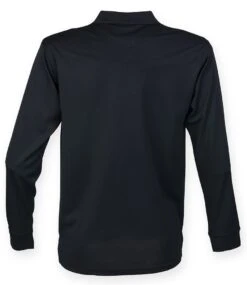 Henbury Unisex Long Sleeve Coolplus Piqué Polo Shirt -XAMAX h478 blk back 1