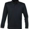 Henbury Unisex Long Sleeve Coolplus Piqué Polo Shirt -XAMAX h478 blk front