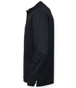 Henbury Unisex Long Sleeve Coolplus Piqué Polo Shirt -XAMAX h478 blk left