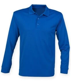 Henbury Unisex Long Sleeve Coolplus Piqué Polo Shirt -XAMAX h478 roy front