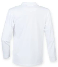 Henbury Unisex Long Sleeve Coolplus Piqué Polo Shirt -XAMAX h478 whi back