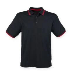 Henbury Coolplus Tipped Polo Shirt -XAMAX h482 bk 2frd front 1 1