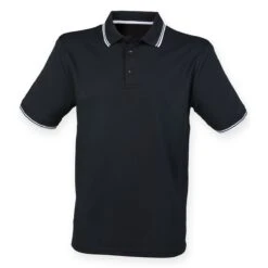 Henbury Coolplus Tipped Polo Shirt -XAMAX h482 bk 2fwh front