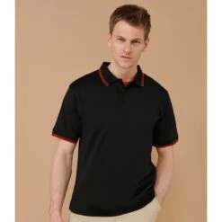 Henbury Coolplus Tipped Polo Shirt -XAMAX h482 bk rd model 1 hero