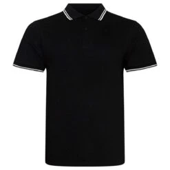 Just Polos AWDis Stretch Tipped Piqué Polo Shirt -XAMAX jp003 bk 2fwh front