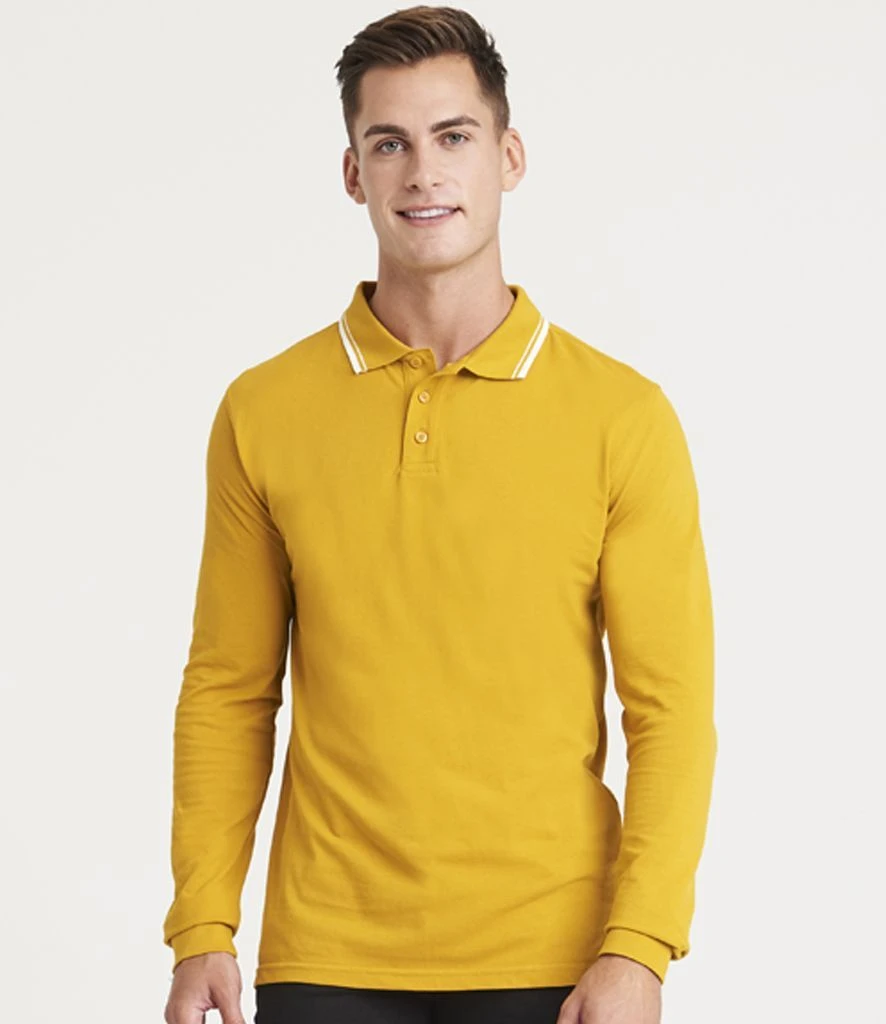Just Polos AWDis Long Sleeve Tipped 100 Polo Shirt 8 Just Polos AWDis Long Sleeve Tipped 100 Polo Shirt - Image 6
