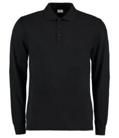 Kustom Kit Long Sleeve PolyCotton Piqué Polo Shirt -XAMAX k430 blk front 5