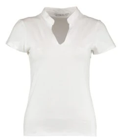 Kustom Kit Regular Fit Short Sleeve Mandarin Colar Top -XAMAX k770 whi front 4