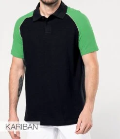 Kariban Baseball Cotton Piqué Polo Shirt -XAMAX kb226 bk gn model 1 hero 1