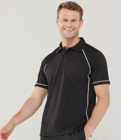 Finden + Hales Performance Piped Polo Shirt -XAMAX lv370 bk wh model 1 1