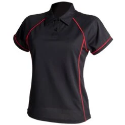 Finden + Hales Ladies Performance Piped Polo Shirt -XAMAX lv371 bk 2frd front