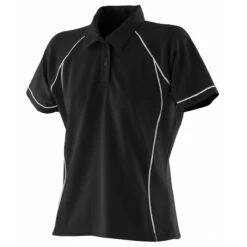 Finden + Hales Ladies Performance Piped Polo Shirt -XAMAX lv371 bk 2fwh front