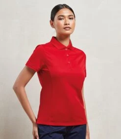 Premier® Premier Ladies Coolchecker Piqué Polo Shirt 41 Premier® Premier Ladies Coolchecker Piqué Polo Shirt -XAMAX pr616 red model 1 hero 1