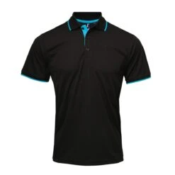 Premier® Premier Contrast Coolchecker Piqué Polo Shirt -XAMAX pr618 bk 2ftu front