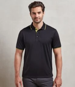 Premier® Premier Contrast Coolchecker Piqué Polo Shirt -XAMAX pr618 bk lm model 1 hero 1