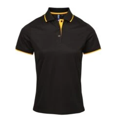 Premier® Premier Ladies Contrast Coolchecker Piqué Polo Shirt 26 Premier® Premier Ladies Contrast Coolchecker Piqué Polo Shirt -XAMAX pr619 bk 2fsu front