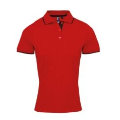 Premier® Premier Ladies Contrast Coolchecker Piqué Polo Shirt 35 Premier® Premier Ladies Contrast Coolchecker Piqué Polo Shirt -XAMAX pr619 rd 2fbk front
