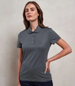 Premier® Premier Ladies Spun Dyed Recycled Polo Shirt -XAMAX pr633 dgy model 1 hero 1