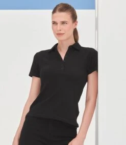 SF Ladies Stretch Piqué Polo Shirt -XAMAX sk42 blk model 1 hero 4